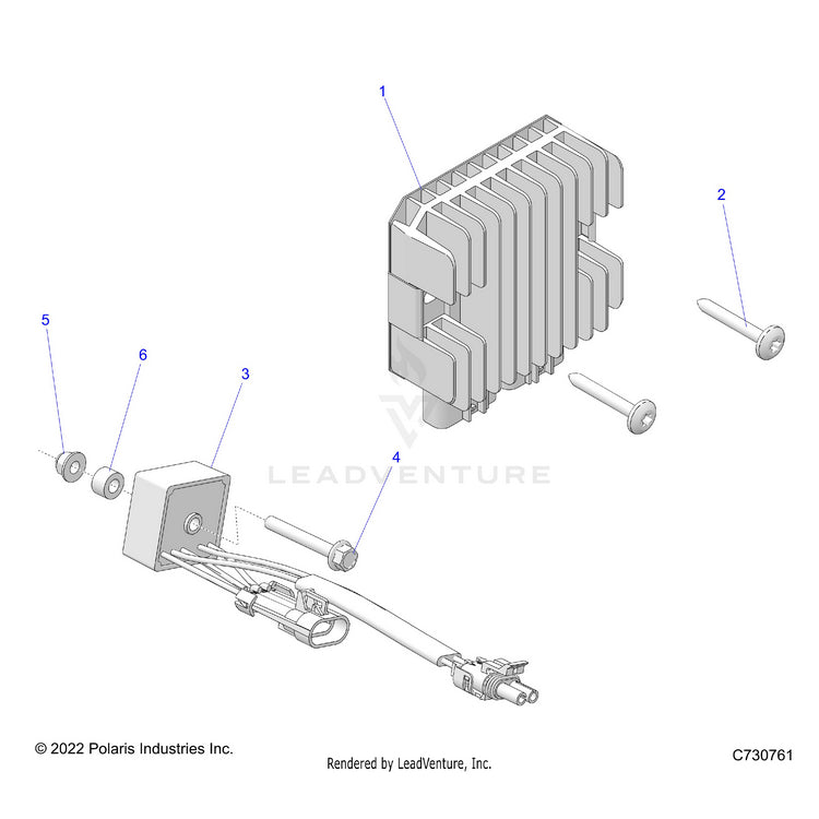 An Image of a Genuine Polaris Parts Schematic Diagram showing the schematic - ELECTRICAL: REGULATOR & RELAY - 2023 POLARIS RANGER 570 FULL SIZE