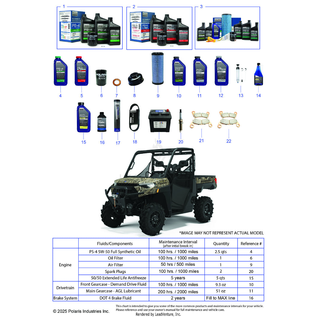 An Image of a Genuine Polaris Parts Schematic Diagram showing the schematic - *SERVICE & MAINTENANCE - 2022 POLARIS RANGER XP 1000 WATERFOWL EVAP