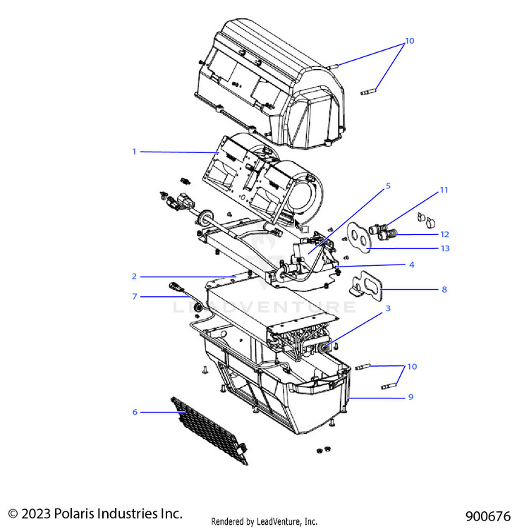 An Image of a Genuine Polaris Parts Schematic Diagram showing the schematic - BODY: HVAC MAIN (2) - 2024 POLARIS XPEDITION XP NORTHSTAR