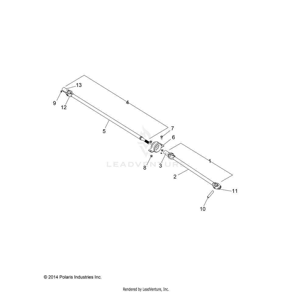 An Image of a Genuine Polaris Parts Schematic Diagram showing the schematic - DRIVE TRAIN: FRONT PROP SHAFT - 2021 POLARIS RANGER CREW 570