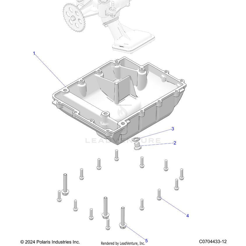 An Image of a Genuine Polaris Parts Schematic Diagram showing the schematic - ENGINE: OIL SUMP COVER - 2024 POLARIS XPEDITION XP5 NORTHSTAR