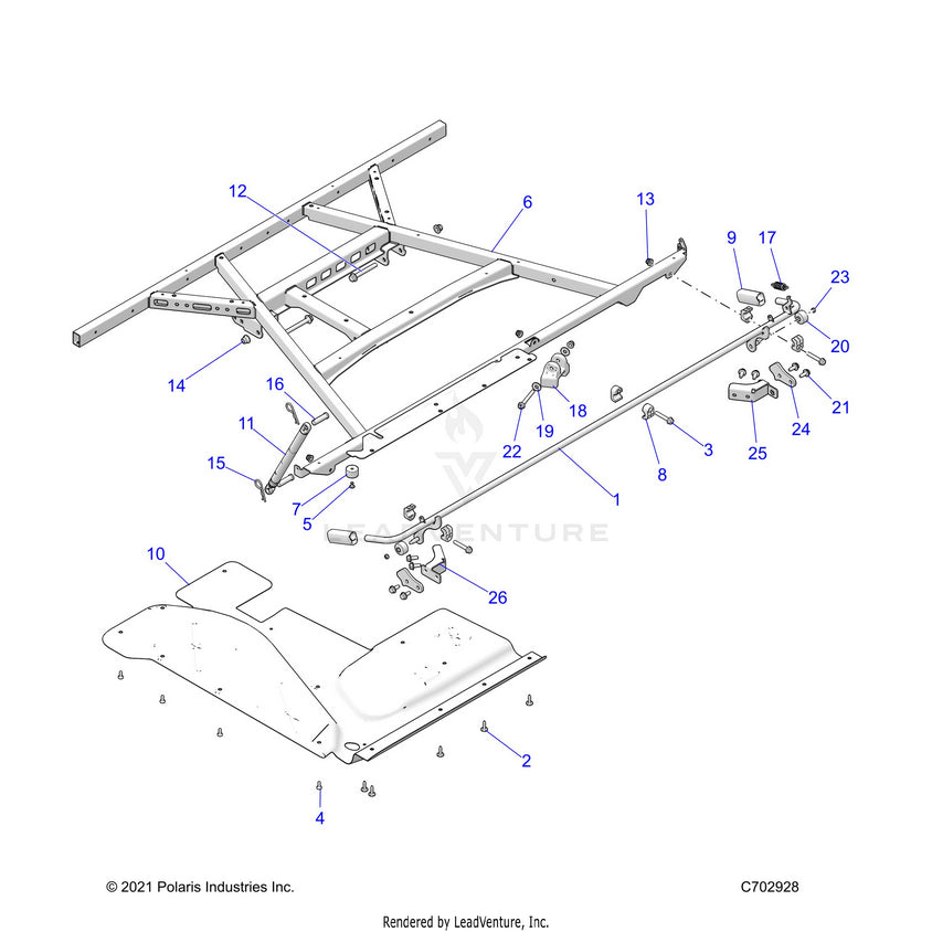 An Image of a Genuine Polaris Parts Schematic Diagram showing the schematic - BODY: BOX MOUNTING - 2022 POLARIS RANGER XP 1000 BIG GAME EVAP