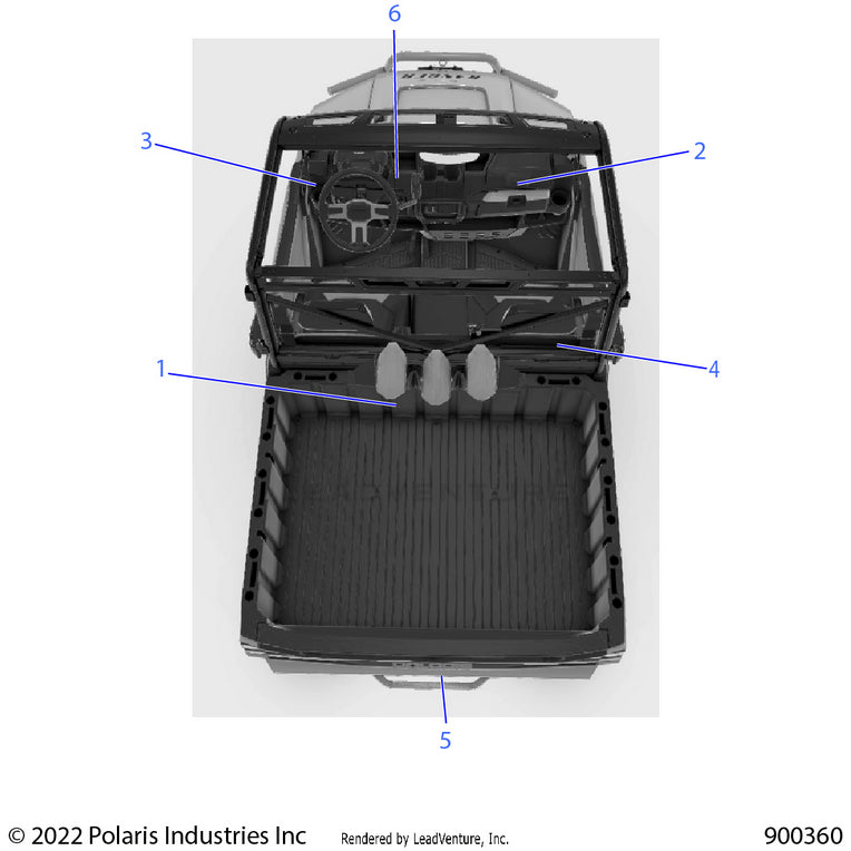 An Image of a Genuine Polaris Parts Schematic Diagram showing the schematic - BODY: DECALS GENERAL - 2022 POLARIS RANGER XP 1000 HIGH LIFTER