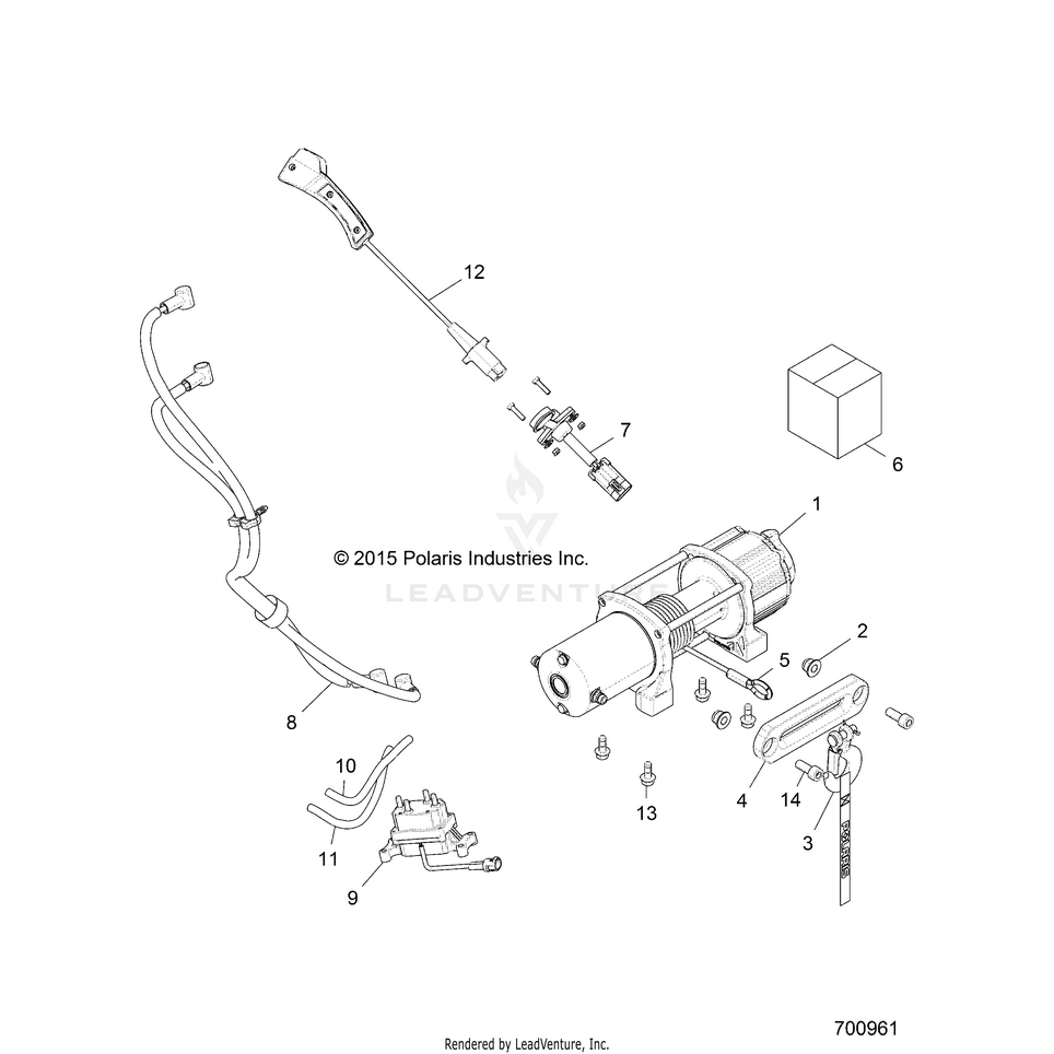 An Image of a Genuine Polaris Parts Schematic Diagram showing the schematic - BODY: WINCH - 2016 POLARIS RANGER 900 XP
