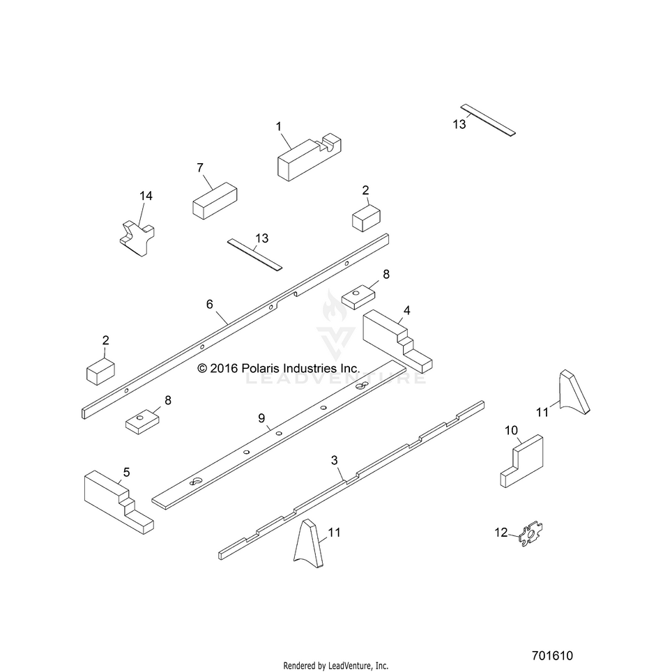 An Image of a Genuine Polaris Parts Schematic Diagram showing the schematic - BODY: SEALS - 2017 POLARIS RANGER HST