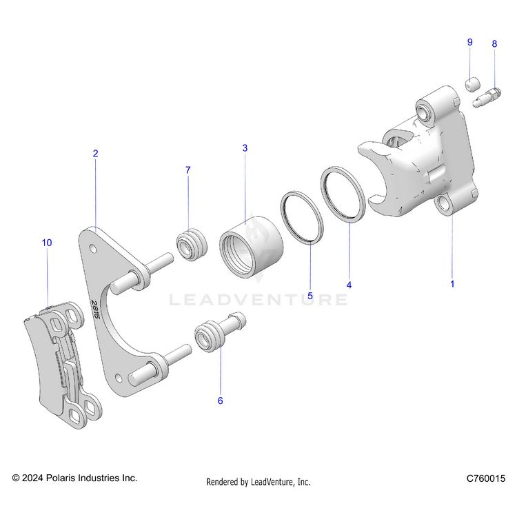 An Image of a Genuine Polaris Parts Schematic Diagram showing the schematic - BRAKES: REAR CALIPER - 2025 POLARIS GENERAL XP 1000 PREMIUM