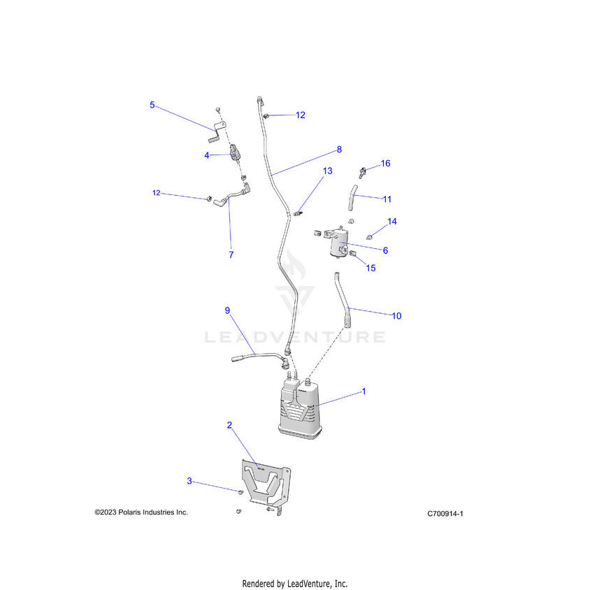 An Image of a Genuine Polaris Parts Schematic Diagram showing the schematic - FUEL: SYSTEM EVAP - 2026 POLARIS RANGER 1000 XP CREW NORTHSTAR ULTIMATE