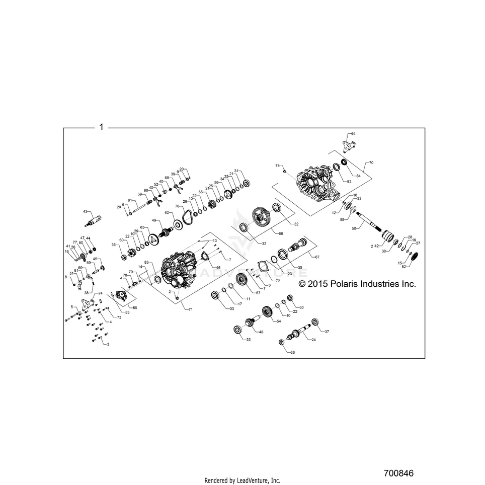 An Image of a Genuine Polaris Parts Schematic Diagram showing the schematic - DRIVE TRAIN: MAIN GEARCASE INTERNALS - 2016 POLARIS GENERAL 1000 EPS