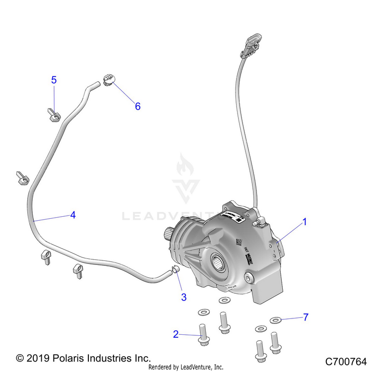 An Image of a Genuine Polaris Parts Schematic Diagram showing the schematic - DRIVE TRAIN: FRONT GEARCASE MOUNTING - 2020 POLARIS RANGER CREW XP 1000 EPS TX CA