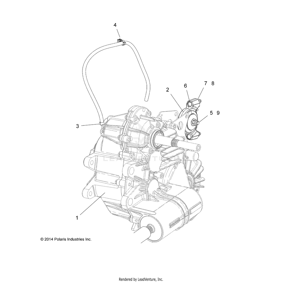 An Image of a Genuine Polaris Parts Schematic Diagram showing the schematic - DRIVE TRAIN: MAIN GEARCASE MOUNTING - 2015 POLARIS RANGER 1000 DIESEL