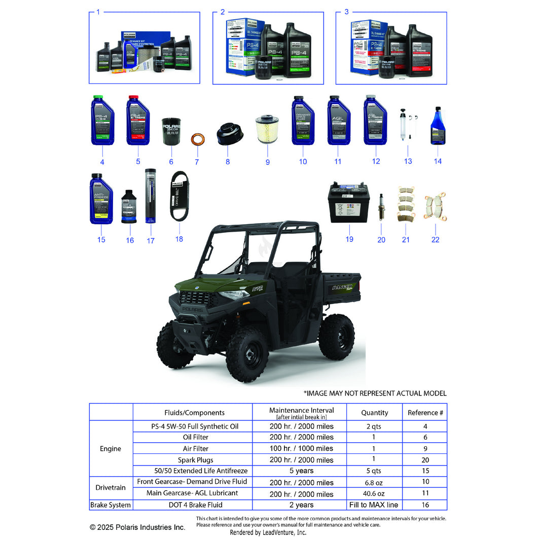 An Image of a Genuine Polaris Parts Schematic Diagram showing the schematic - *SERVICE & MAINTENANCE - 2022 POLARIS RANGER 570