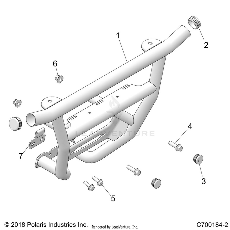 An Image of a Genuine Polaris Parts Schematic Diagram showing the schematic - ACCESSORY: FRONT BUMPER - 2019 POLARIS GENERAL 1000 EPS