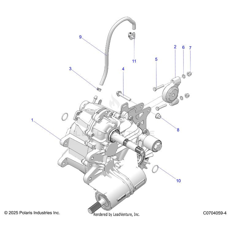 An Image of a Genuine Polaris Parts Schematic Diagram showing the schematic - DRIVE TRAIN: MAIN GEARCASE MOUNTING - 2022 POLARIS GENERAL 1000 PREMIUM EPS