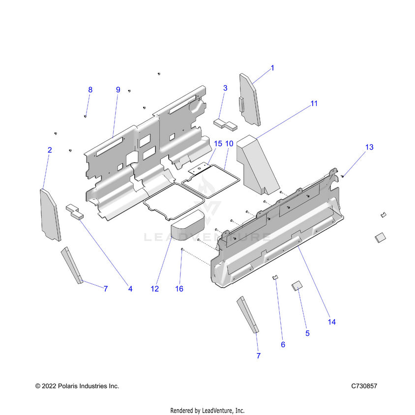 An Image of a Genuine Polaris Parts Schematic Diagram showing the schematic - BODY: CAB FOAM & REAR PANEL - 2024 POLARIS RANGER 1000 XP NORTHSTAR ULTIMATE CREW