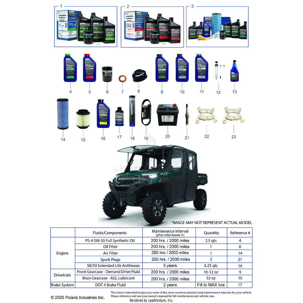 An Image of a Genuine Polaris Parts Schematic Diagram showing the schematic - *SERVICE & MAINTENANCE - 2022 POLARIS RANGER CREW XP 1000 NORTHSTAR