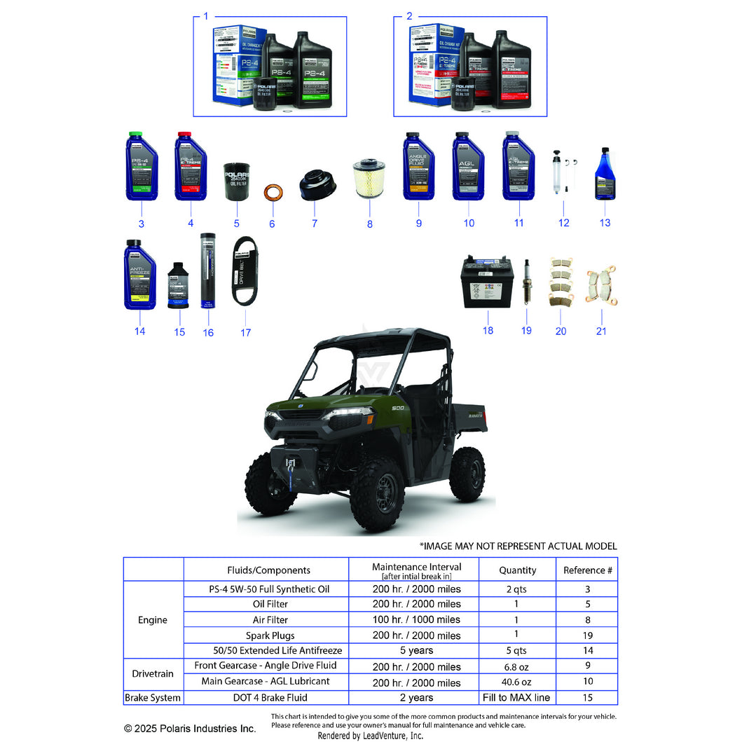 An Image of a Genuine Polaris Parts Schematic Diagram showing the schematic - *SERVICE & MAINTENANCE - 2026 POLARIS RANGER 500
