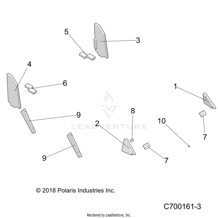 An Image of a Genuine Polaris Parts Schematic Diagram showing the schematic - BODY: SEALING FOAM - 2020 POLARIS RANGER CREW XP 1000 NORTHSTAR FC