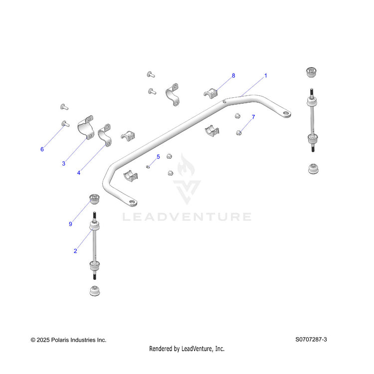 An Image of a Genuine Polaris Parts Schematic Diagram showing the schematic - SUSPENSION: REAR STABILIZER - 2026 POLARIS RANGER 570 NORTHSTAR