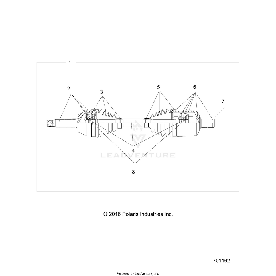 An Image of a Genuine Polaris Parts Schematic Diagram showing the schematic - DRIVE TRAIN: FRONT DRIVE SHAFT - 2023 POLARIS RANGER 570 CREW FULL SIZE