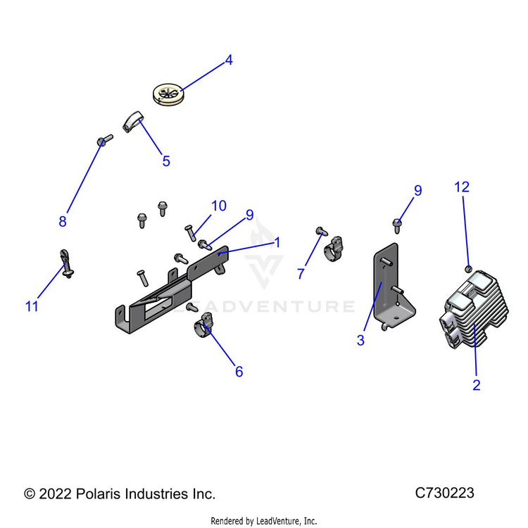 An Image of a Genuine Polaris Parts Schematic Diagram showing the schematic - ELECTRICAL: WIRE HARNESS COMPONANTS - 2022 POLARIS RANGER CREW 570 RIDE COMMAND