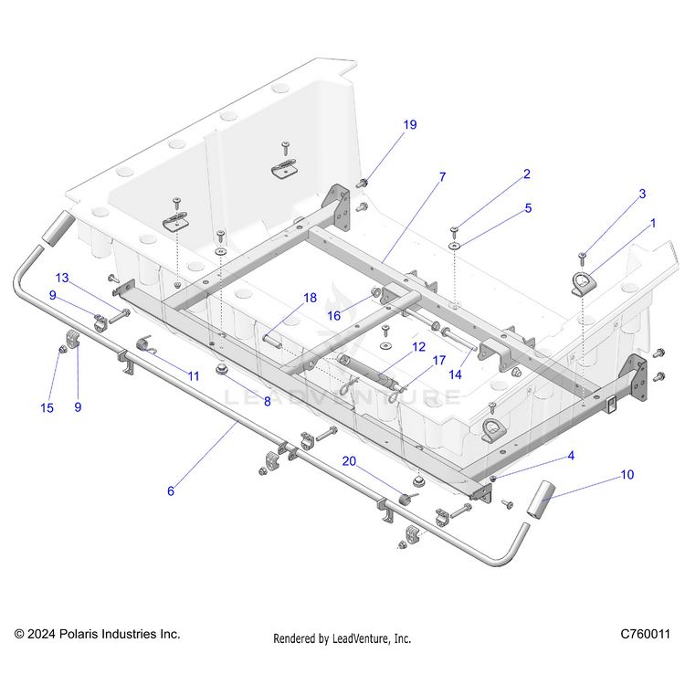An Image of a Genuine Polaris Parts Schematic Diagram showing the schematic - BODY: BOX MOUNTING - 2026 POLARIS GENERAL XP 1000 SPORT