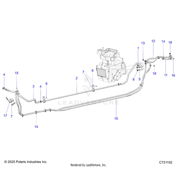 An Image of a Genuine Polaris Parts Schematic Diagram showing the schematic - BODY: HVAC HOSES - 2024 POLARIS RANGER XD 1500 NORTHSTAR ULTIMATE CREW