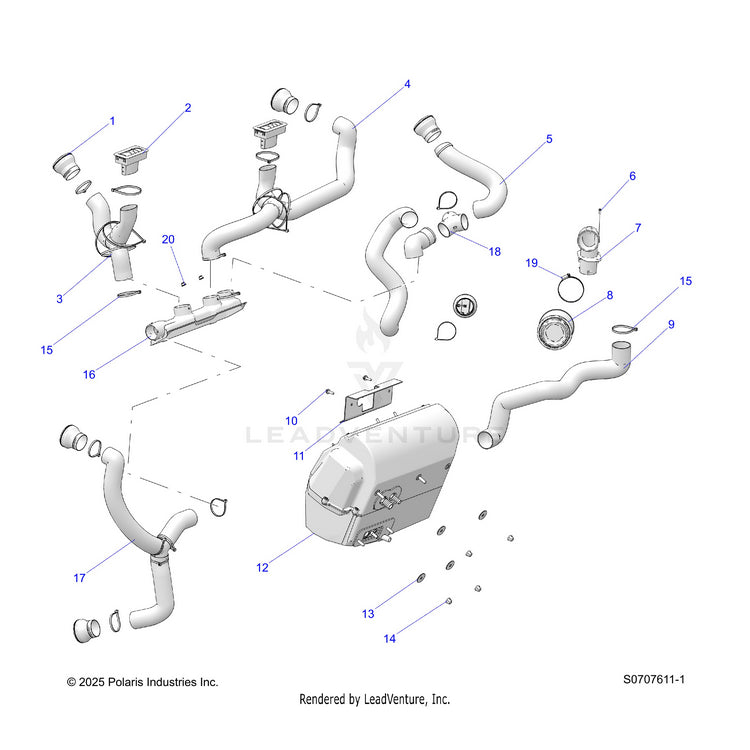 An Image of a Genuine Polaris Parts Schematic Diagram showing the schematic - BODY: HVAC DUCTING (TO 10/01/2025) - 2026 POLARIS RANGER 1000 XP NORTHSTAR