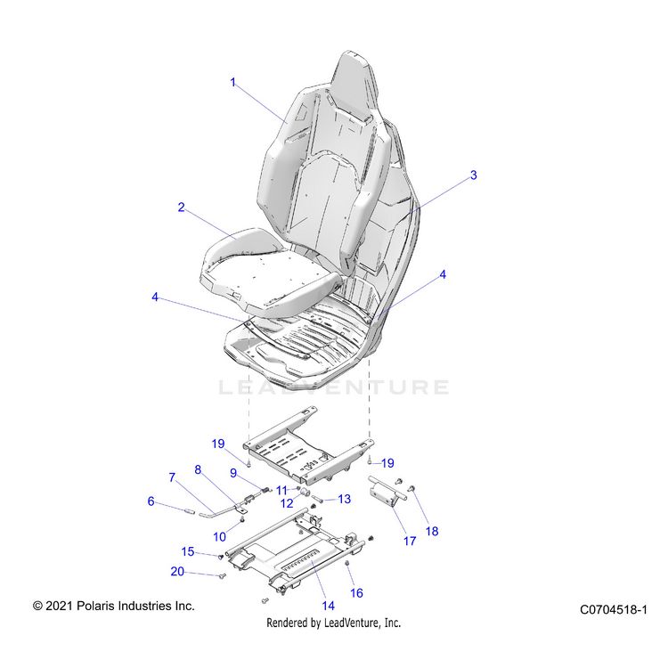 An Image of a Genuine Polaris Parts Schematic Diagram showing the schematic - BODY: SEAT ASM. DRIVER / PASSENGER - 2026 POLARIS XPEDITION XP5 NORTHSTAR