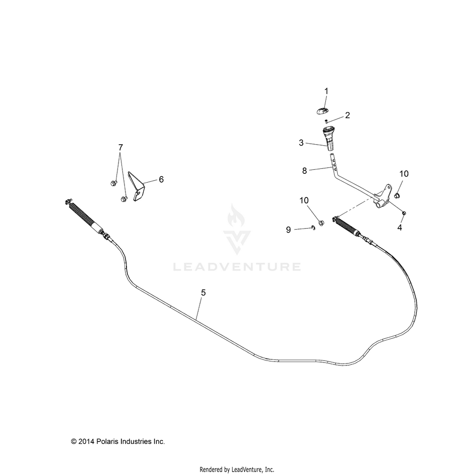 An Image of a Genuine Polaris Parts Schematic Diagram showing the schematic - DRIVE TRAIN: GEAR SELECTOR - 2021 POLARIS RANGER 500