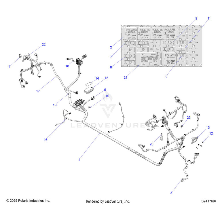 An Image of a Genuine Polaris Parts Schematic Diagram showing the schematic - ELECTRICAL: HARNESS CHASSIS - 2026 POLARIS RANGER 1000 CREW