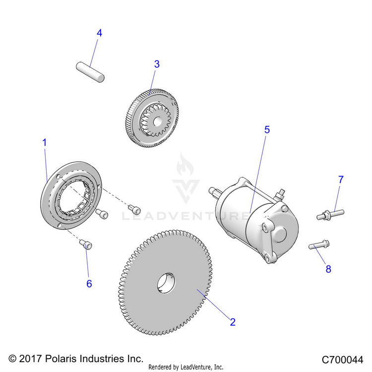 An Image of a Genuine Polaris Parts Schematic Diagram showing the schematic - ENGINE: STARTER - 2019 POLARIS RANGER CREW XP 1000 NORTHSTAR RIDE COMMAND