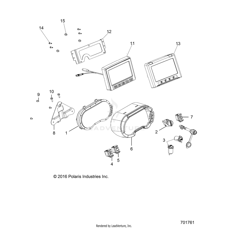 An Image of a Genuine Polaris Parts Schematic Diagram showing the schematic - ELECTRICAL: DASH INSTRUMENTS AND CONTROLS - 2019 POLARIS GENERAL 1000 4 EPS RIDE COMMAND