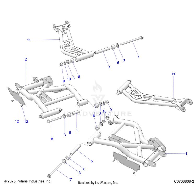 An Image of a Genuine Polaris Parts Schematic Diagram showing the schematic - SUSPENSION: REAR CONTROL ARMS - 2026 POLARIS GENERAL XP 1000 ULTIMATE