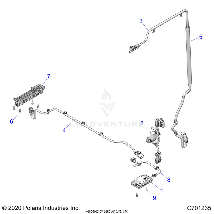 An Image of a Genuine Polaris Parts Schematic Diagram showing the schematic - ELECTRICAL: ROOF STD - 2021 POLARIS RANGER CREW XP 1000 NORTHSTAR