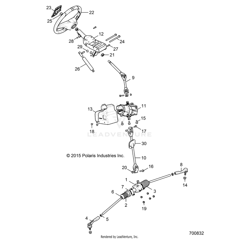 An Image of a Genuine Polaris Parts Schematic Diagram showing the schematic - STEERING: STEERING ASM. - 2017 POLARIS GENERAL 1000 EPS