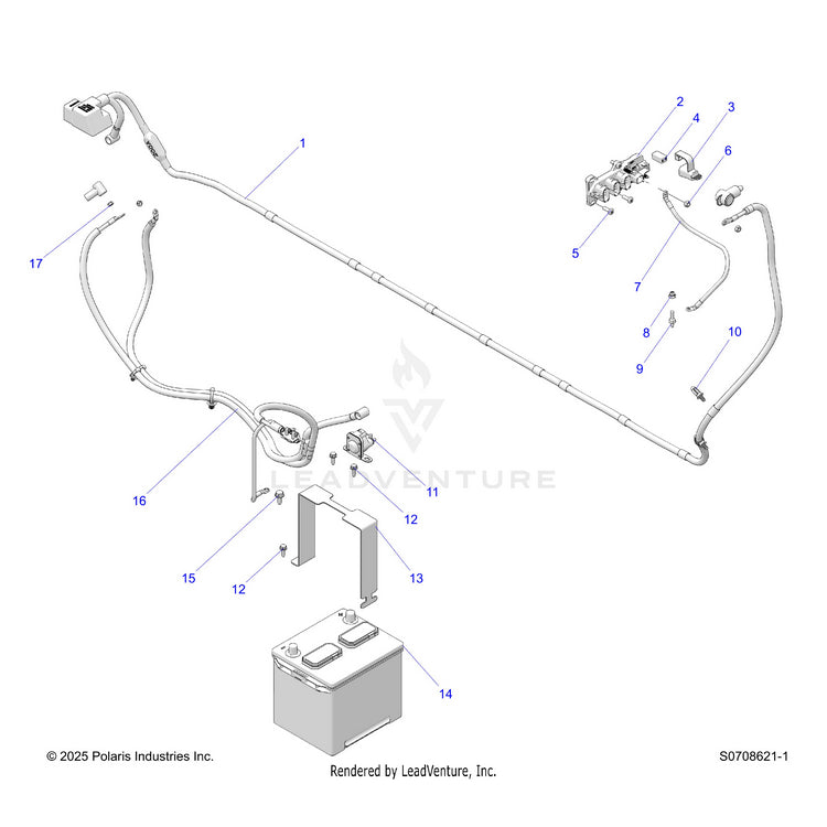 An Image of a Genuine Polaris Parts Schematic Diagram showing the schematic - ELECTRICAL: BATTERY - 2026 POLARIS RANGER 1000 CREW EPS