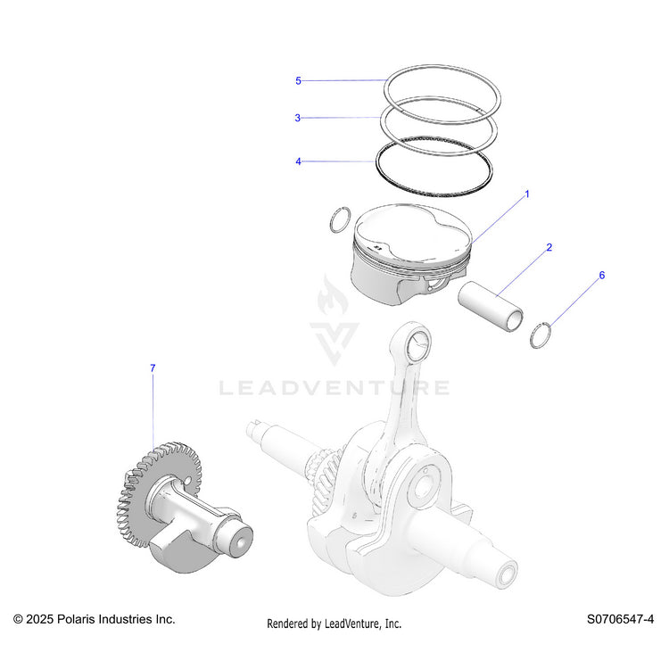 An Image of a Genuine Polaris Parts Schematic Diagram showing the schematic - ENGINE: PISTON & BALANCE SHAFT - 2026 POLARIS RANGER 570 NORTHSTAR