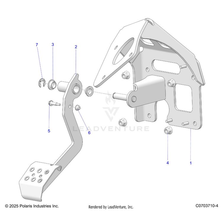 An Image of a Genuine Polaris Parts Schematic Diagram showing the schematic - BRAKES: PEDAL - 2026 POLARIS GENERAL XP 4 1000 PREMIUM