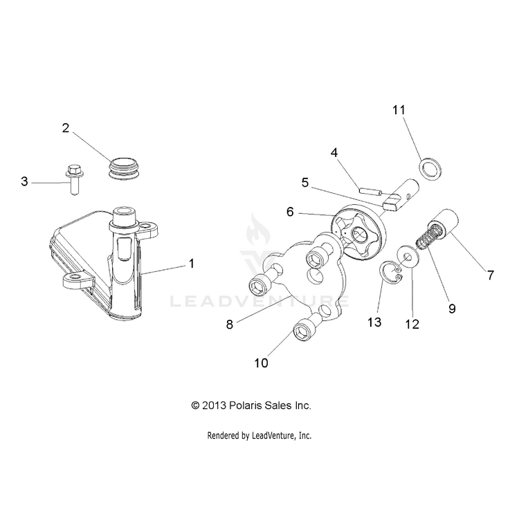 An Image of a Genuine Polaris Parts Schematic Diagram showing the schematic - ENGINE: OIL PUMP - 2015 POLARIS RANGER ETX
