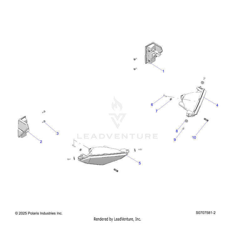 An Image of a Genuine Polaris Parts Schematic Diagram showing the schematic - ELECTRICAL: HEADLIGHTS & TAILLIGHTS - 2026 POLARIS RANGER 1000