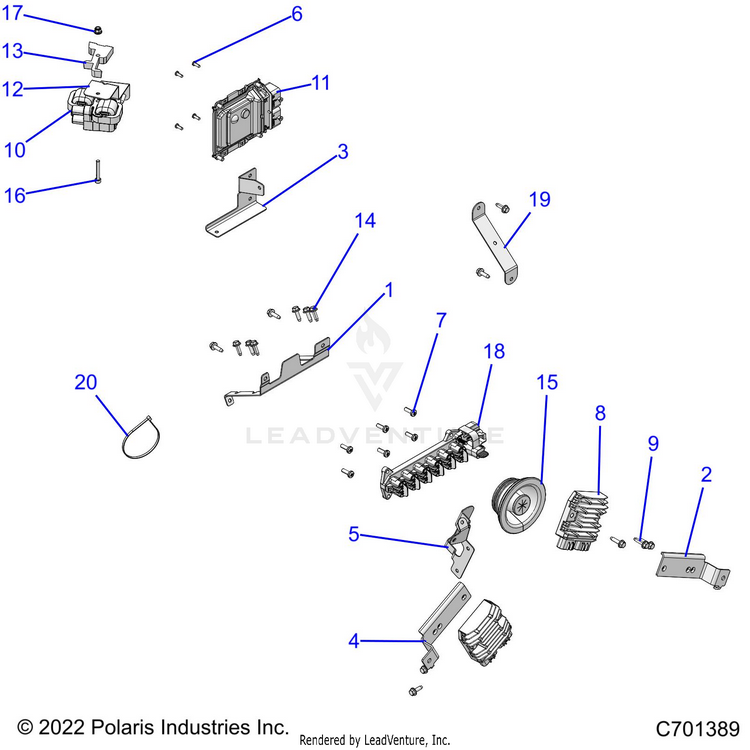 An Image of a Genuine Polaris Parts Schematic Diagram showing the schematic - ELECTRICAL: WIRE HARNESS COMPONENTS - 2022 POLARIS RANGER CREW XP 1000 TRAIL BOSS EVAP