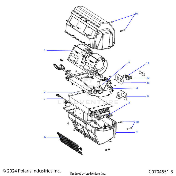 An Image of a Genuine Polaris Parts Schematic Diagram showing the schematic - BODY: HVAC MAIN - 2025 POLARIS XPEDITION XP NORTHSTAR
