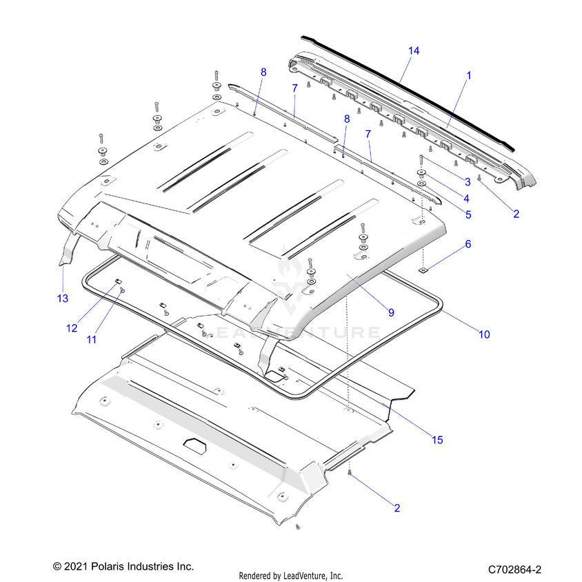 An Image of a Genuine Polaris Parts Schematic Diagram showing the schematic - BODY: ROOF - 2024 POLARIS XPEDITION XP ULTIMATE