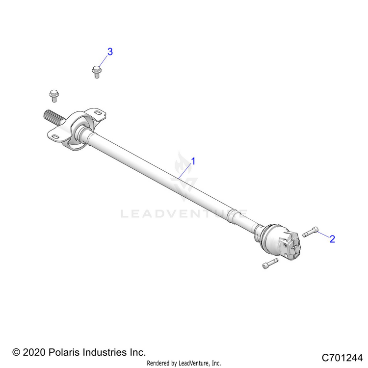 An Image of a Genuine Polaris Parts Schematic Diagram showing the schematic - DRIVE TRAIN: FRONT PROP SHAFT - 2021 POLARIS RANGER XP 1000
