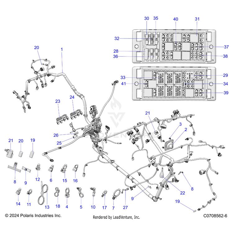 An Image of a Genuine Polaris Parts Schematic Diagram showing the schematic - ELECTRICAL: HARNESS - 2025 POLARIS XPEDITION XP NORTHSTAR