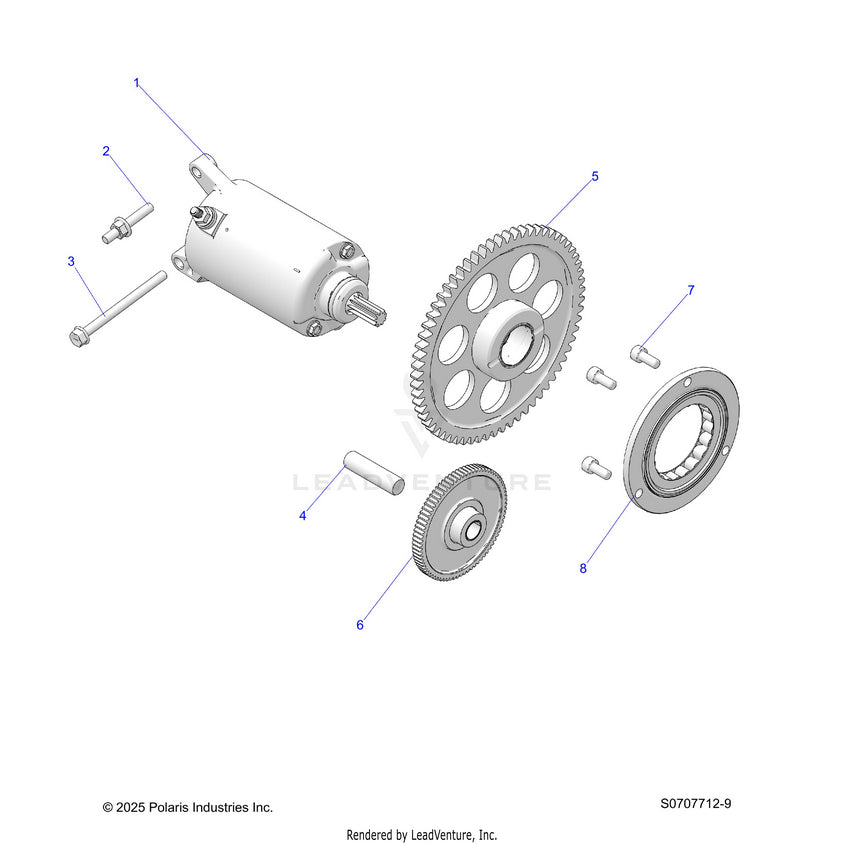 An Image of a Genuine Polaris Parts Schematic Diagram showing the schematic - ENGINE: STARTER DRIVE - 2026 POLARIS RANGER 500