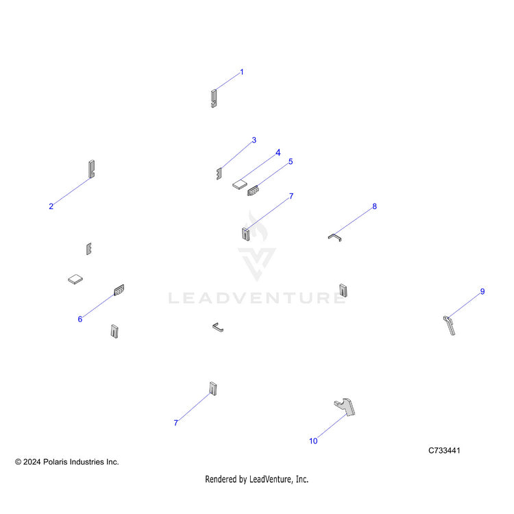 An Image of a Genuine Polaris Parts Schematic Diagram showing the schematic - BODY: CAB FOAM & SEALS - 2025 POLARIS RANGER 570 CREW NORTHSTAR