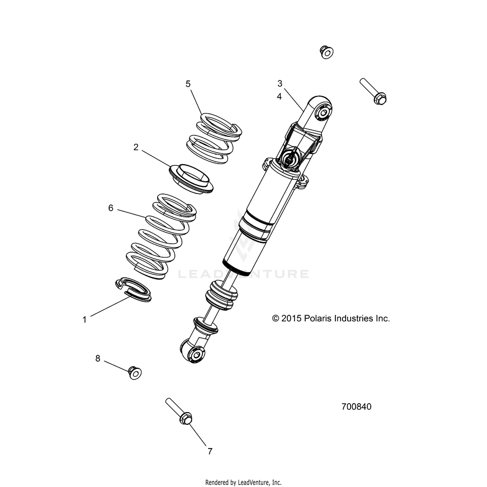 An Image of a Genuine Polaris Parts Schematic Diagram showing the schematic - SUSPENSION: REAR SHOCK MOUNTING (2) - 2016 POLARIS GENERAL 1000 EPS