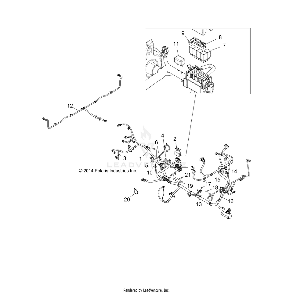An Image of a Genuine Polaris Parts Schematic Diagram showing the schematic - ELECTRICAL: WIRE HARNESSES - 2016 POLARIS RANGER CREW XP 570 FULL SIZE