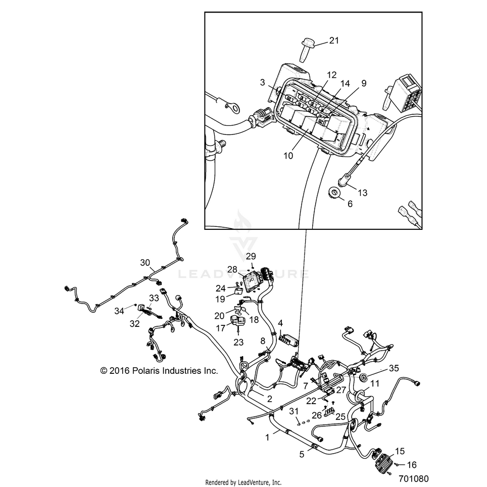 An Image of a Genuine Polaris Parts Schematic Diagram showing the schematic - ELECTRICAL: WIRE HARNESS - 2017 POLARIS GENERAL 1000 EPS